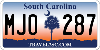 SC license plate MJO287