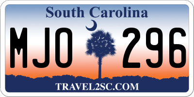 SC license plate MJO296