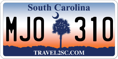 SC license plate MJO310