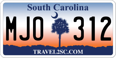 SC license plate MJO312