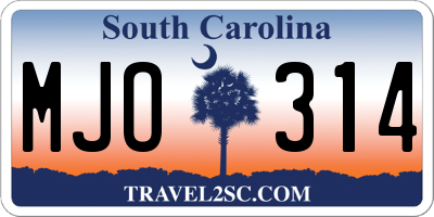 SC license plate MJO314