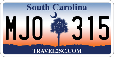 SC license plate MJO315