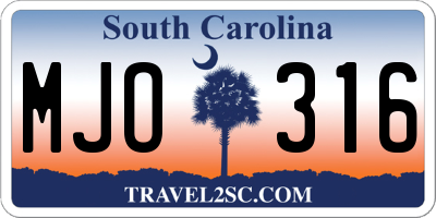 SC license plate MJO316