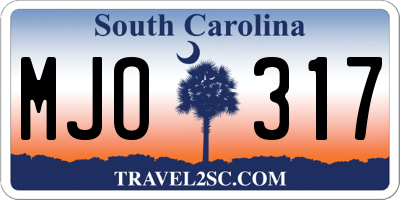 SC license plate MJO317