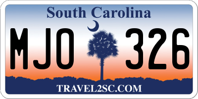 SC license plate MJO326