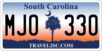SC license plate MJO330