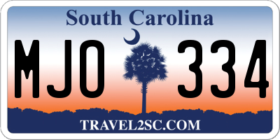 SC license plate MJO334