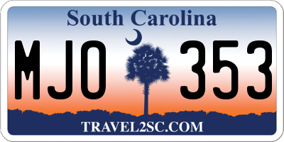 SC license plate MJO353