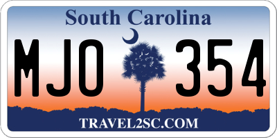 SC license plate MJO354