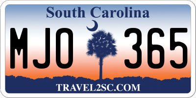 SC license plate MJO365