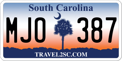 SC license plate MJO387