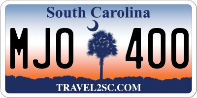 SC license plate MJO400