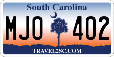 SC license plate MJO402