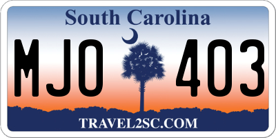 SC license plate MJO403