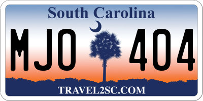 SC license plate MJO404