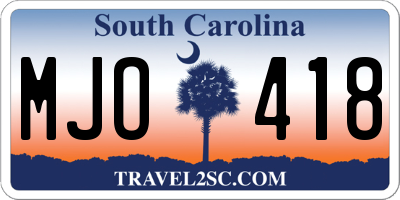 SC license plate MJO418