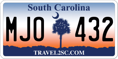 SC license plate MJO432