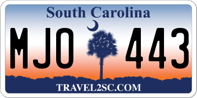 SC license plate MJO443