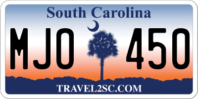 SC license plate MJO450