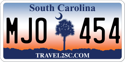 SC license plate MJO454