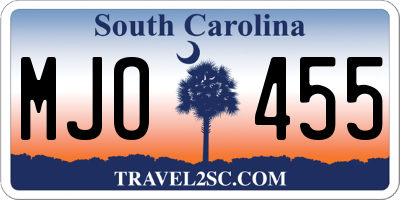 SC license plate MJO455
