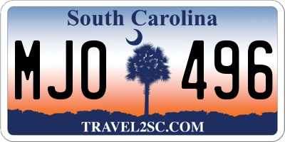 SC license plate MJO496