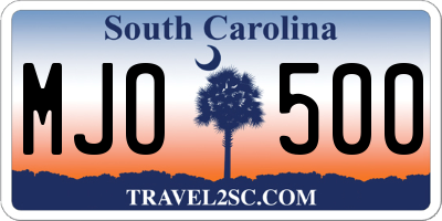 SC license plate MJO500