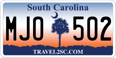 SC license plate MJO502