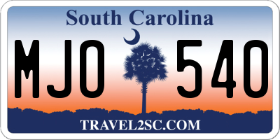 SC license plate MJO540