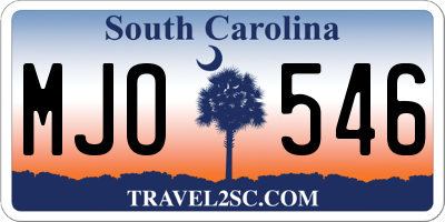 SC license plate MJO546