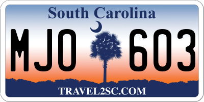 SC license plate MJO603