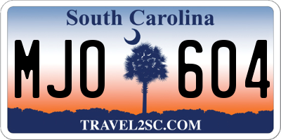 SC license plate MJO604