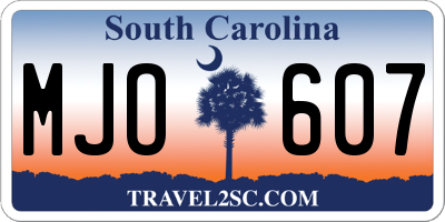 SC license plate MJO607