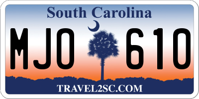 SC license plate MJO610
