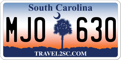 SC license plate MJO630