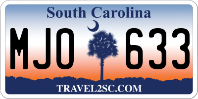 SC license plate MJO633