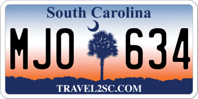 SC license plate MJO634