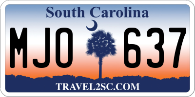 SC license plate MJO637