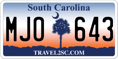 SC license plate MJO643