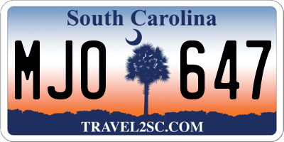 SC license plate MJO647