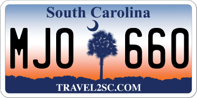 SC license plate MJO660