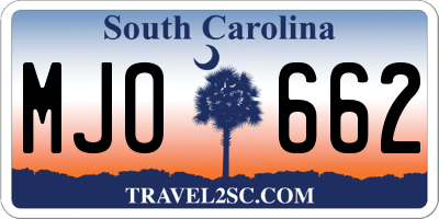 SC license plate MJO662