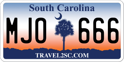 SC license plate MJO666