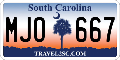 SC license plate MJO667