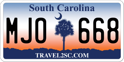 SC license plate MJO668