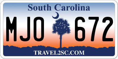SC license plate MJO672