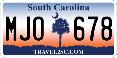 SC license plate MJO678
