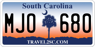 SC license plate MJO680