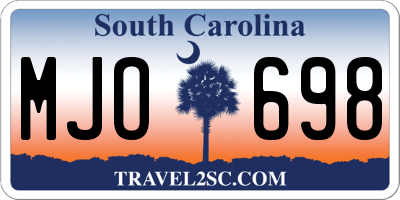 SC license plate MJO698