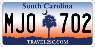 SC license plate MJO702